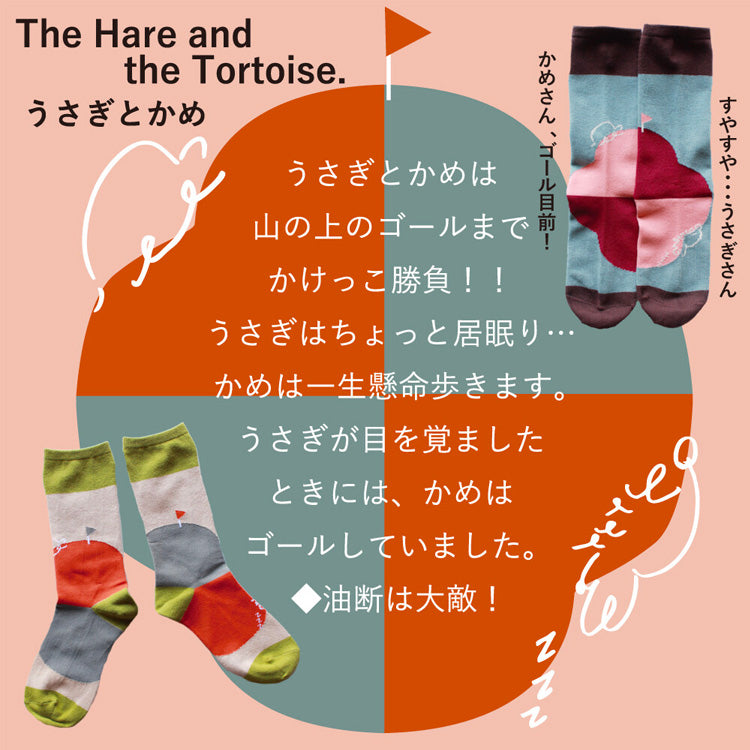 ストーリーソックス【イソップ寓話】：うさぎとかめ