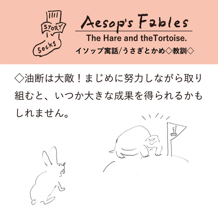 ストーリーソックス【イソップ寓話】：うさぎとかめ